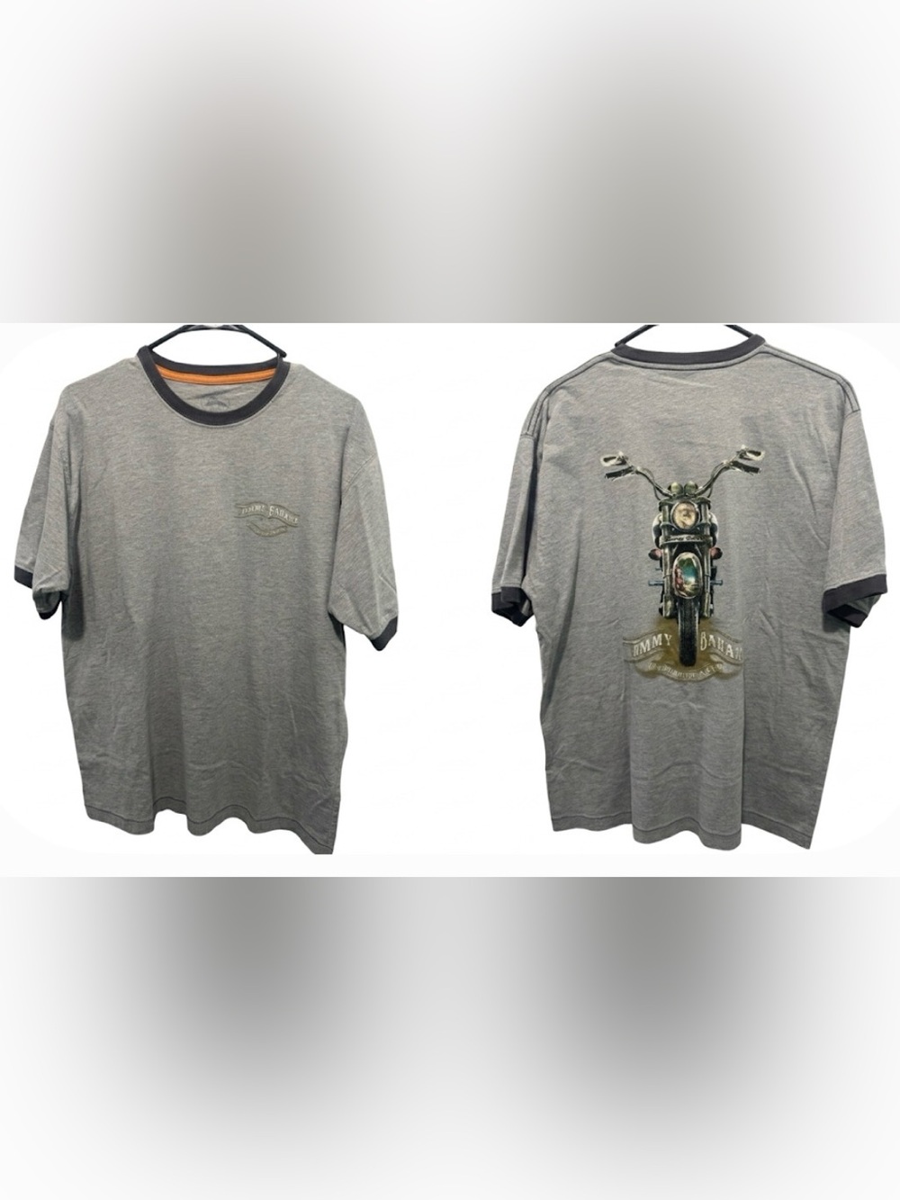 Tommy Bahama Heather Gray Short-Sleeve Ringer Tee with Orange Neckline